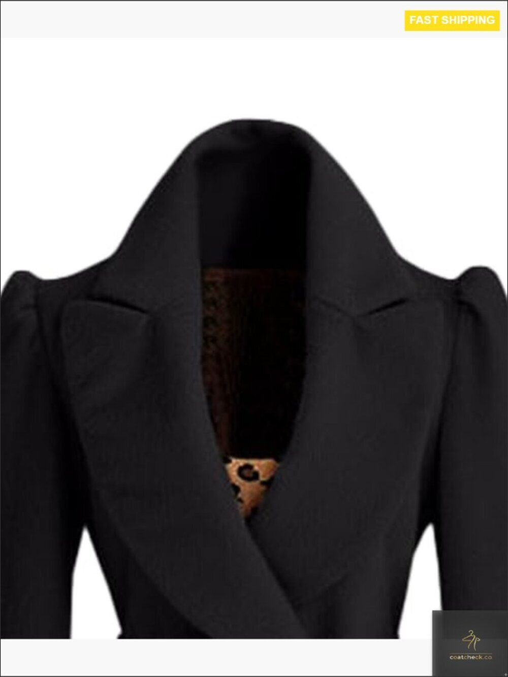 Double Breasted Wool Blend Trench Coat Classic Elegant Winter A Line Flared - Picture 3 of 3